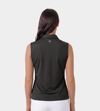 LADIES ELITE SLEEVELESS POLO - CHARBON