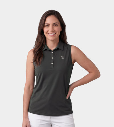 LADIES ELITE SLEEVELESS POLO - CHARBON