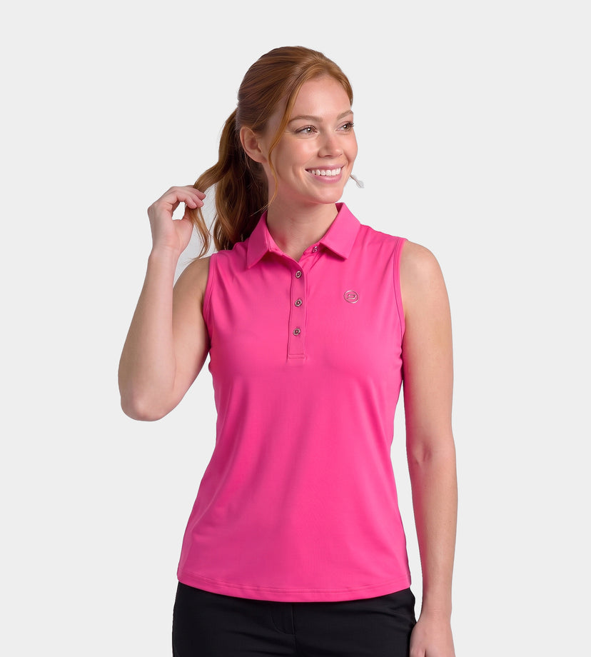 LADIES ELITE SLEEVELESS POLO - ROSA