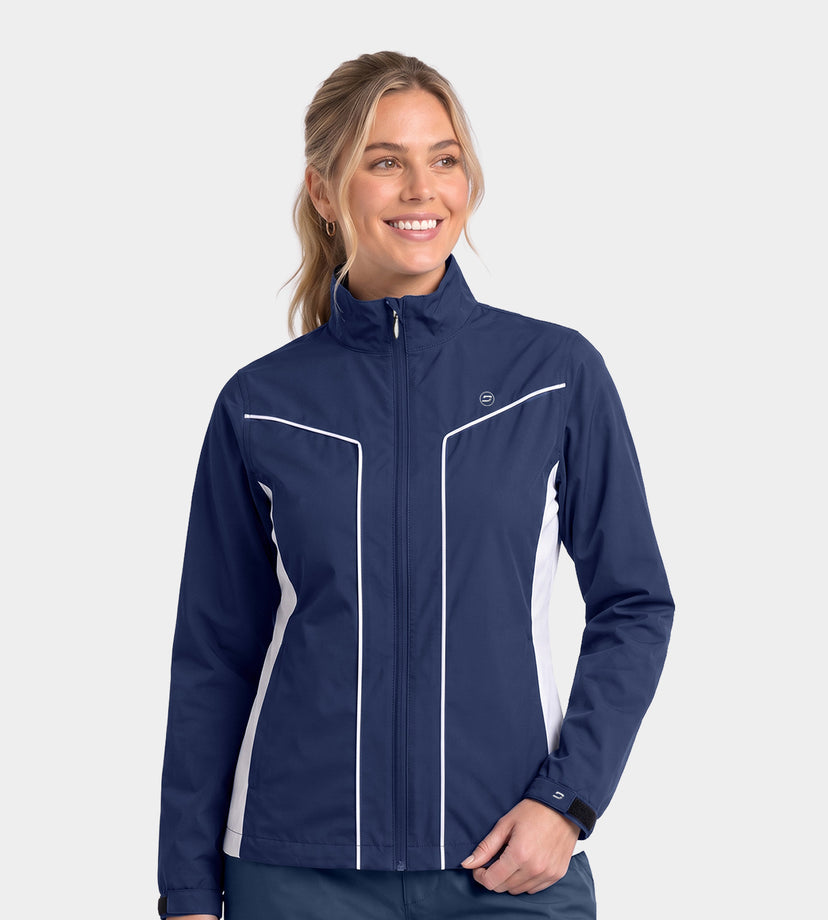 LADIES ESCAPADE RAIN JACKET - MARINE/BLANC