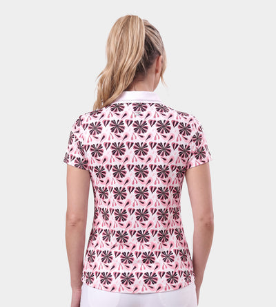 LADIES FLORAL POLO - BLUSH