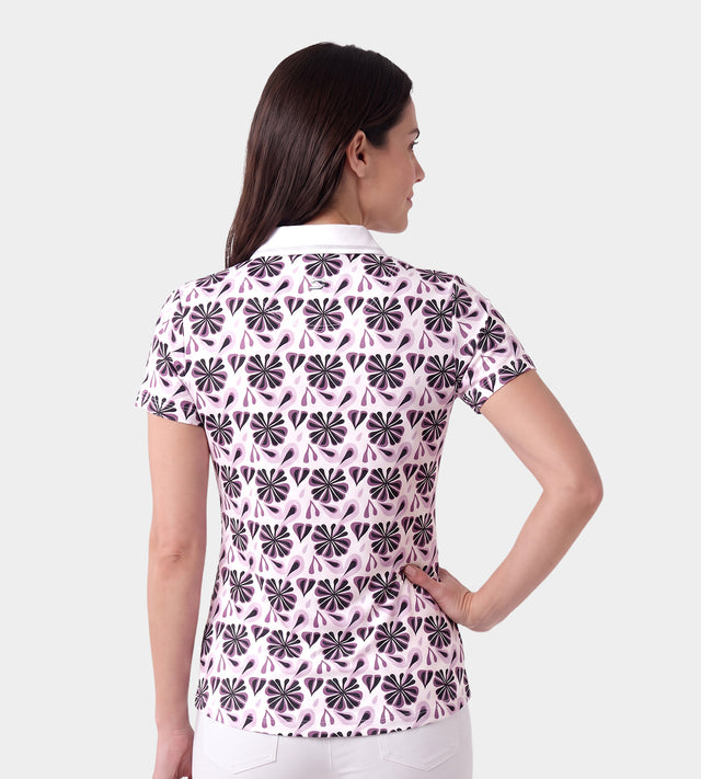 LADIES FLORAL POLO - PURPLE