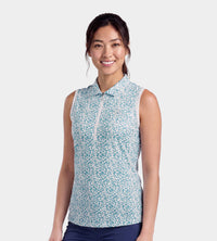 LADIES HEART SLEEVELESS POLO - TEAL - 8