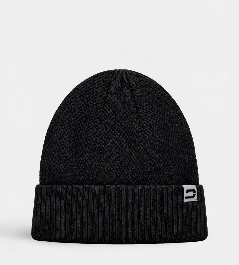LADIES LINIE MARL BEANIE - BLACK