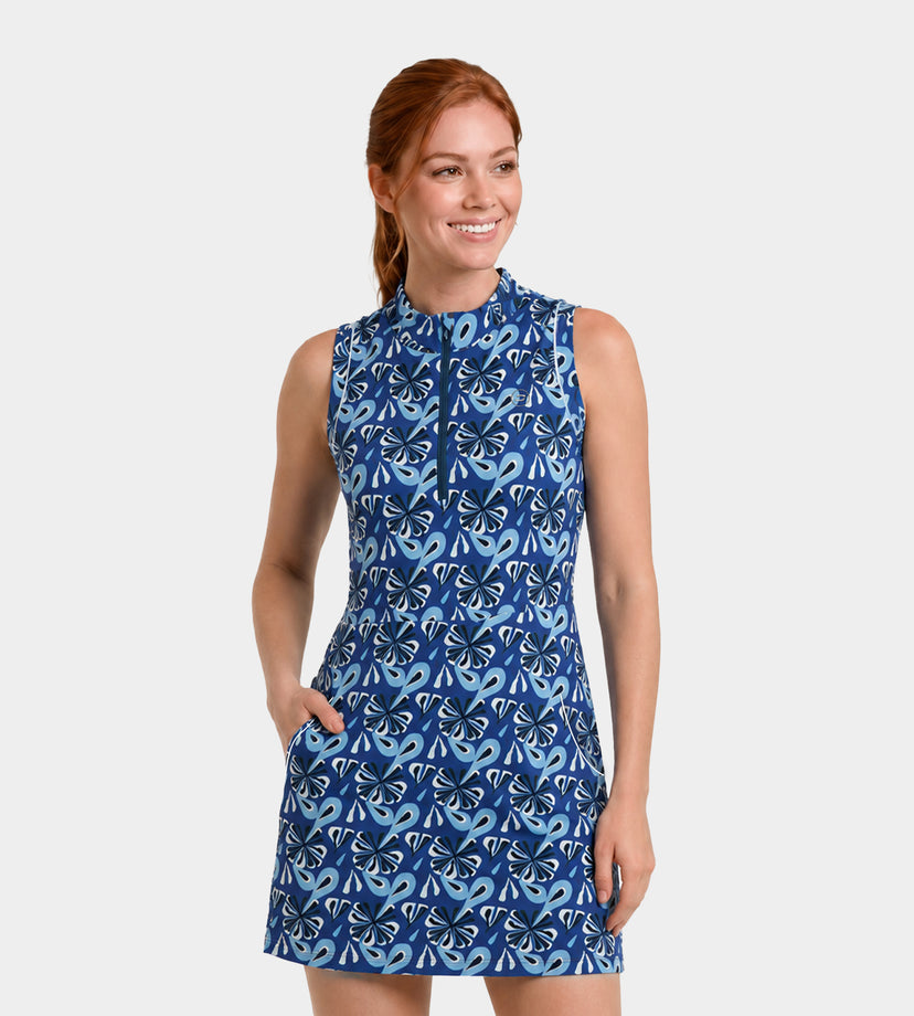 LADIES LUXE DRESS - FLORAL BLU