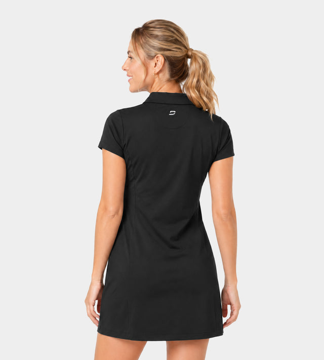 LADIES POLO ESSENTIAL DRESS - BLACK