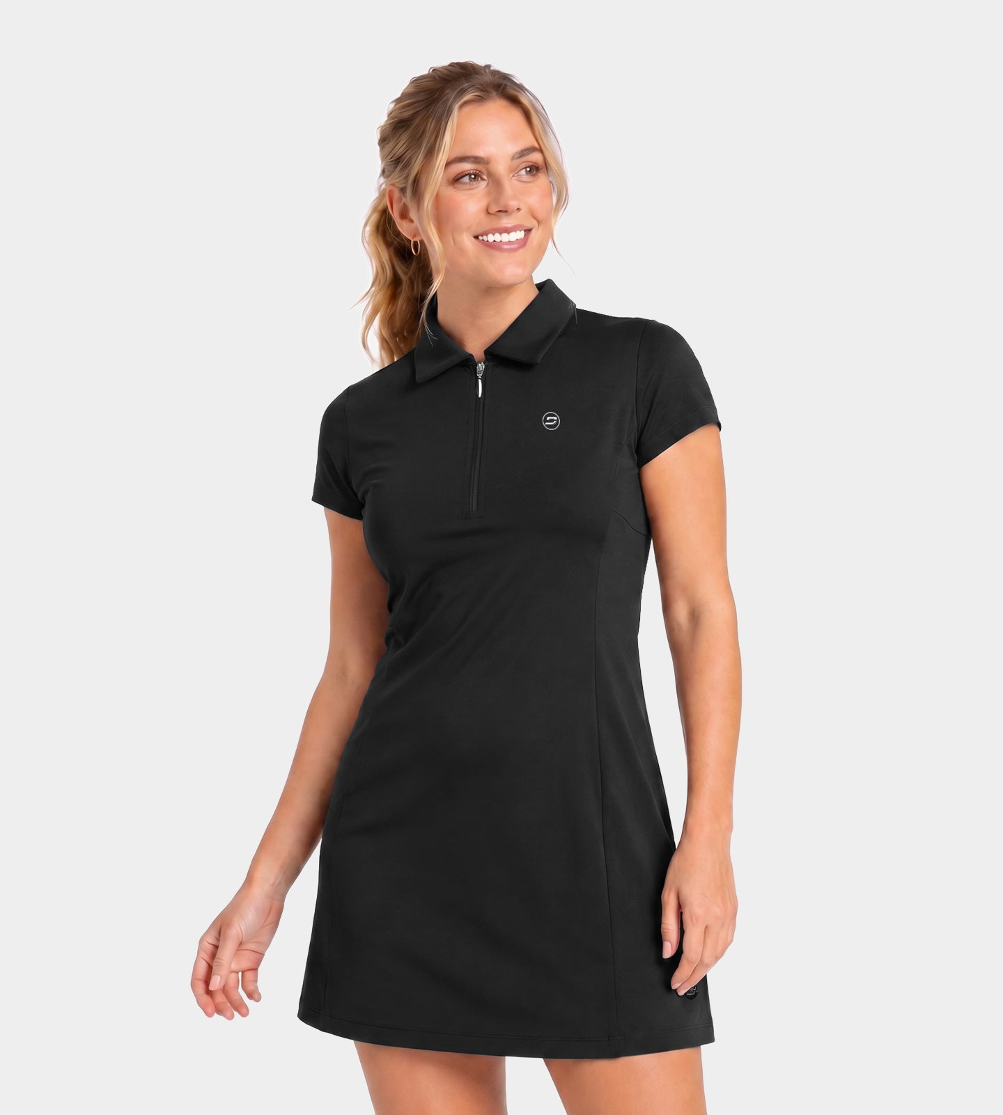 golf dress ladies Olaya Sport: Grace Black. Women's Golf Clothes. XS Stay protected from the sun with UPF 50+ in our Coral Kim Golf Dress Attire Online Ladies Golf Clothing