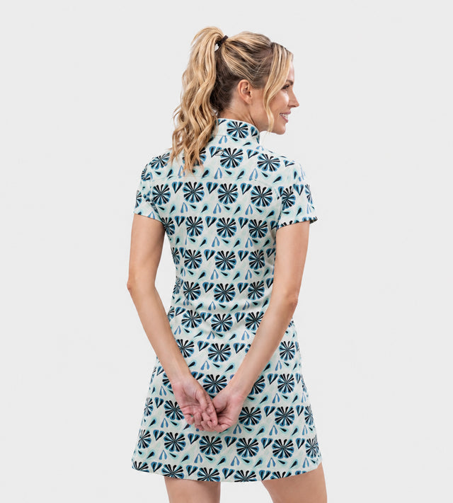 LADIES PRISM DRESS - FLORAL POWDER BLUE
