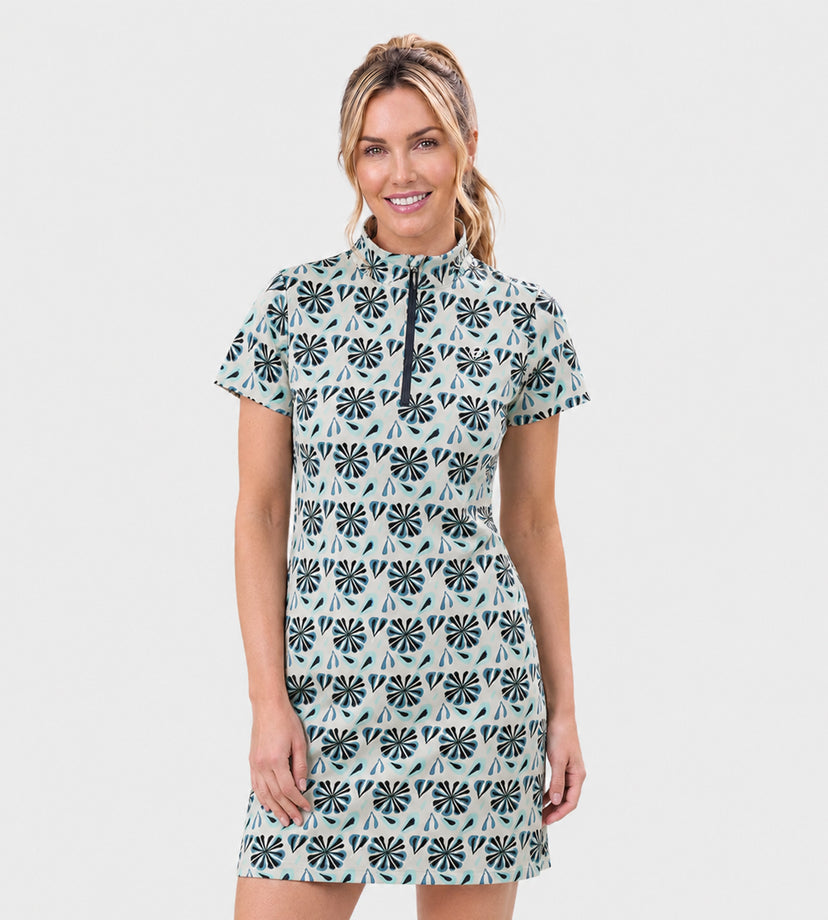 LADIES PRISM DRESS - FLORAL POWDER BLUE