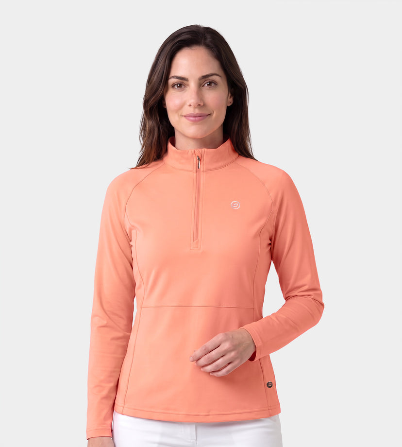 LADIES SPLIT HEM MIDLAYER - CORAL