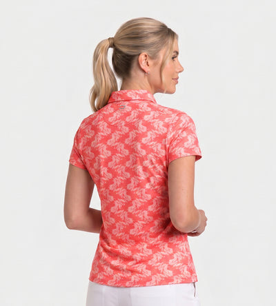 LADIES ABSTRACT EMOTIVE POLO - CORAIL