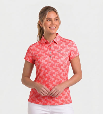 LADIES ABSTRACT EMOTIVE POLO - CORAIL