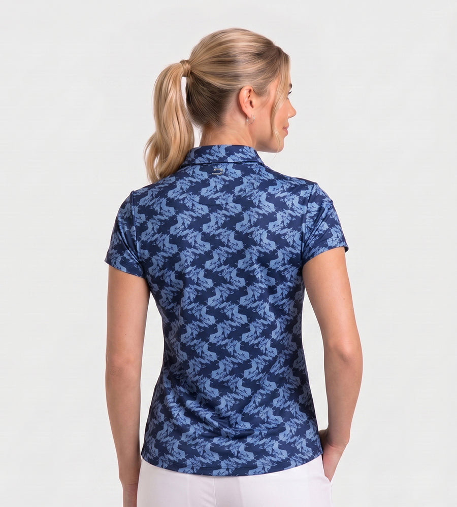 LADIES ABSTRACT EMOTIVE POLO - MARINO