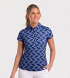 LADIES ABSTRACT EMOTIVE POLO - MARINO