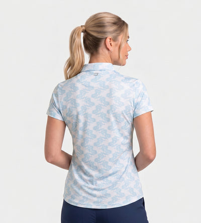 LADIES ABSTRACT EMOTIVE POLO - BLANC