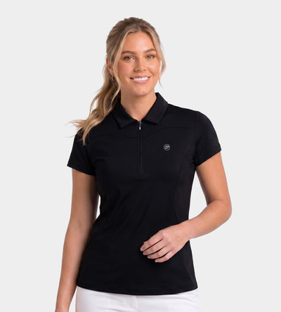 LADIES HEART ZIP POLO - NOIR