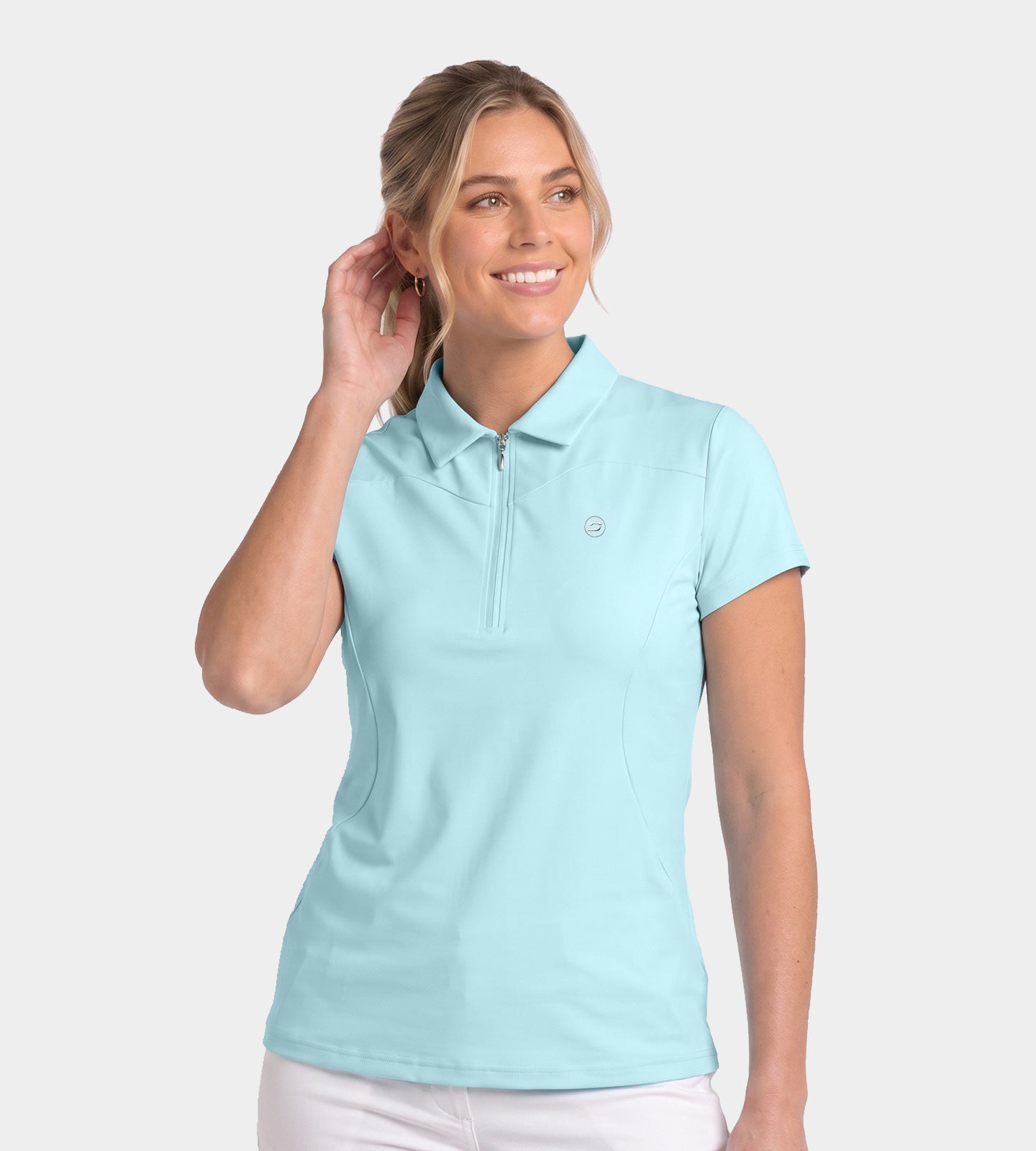 LADIES HEART ZIP POLO - BLEU