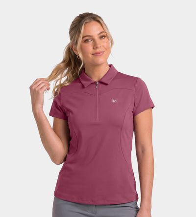 LADIES HEART ZIP POLO - MÛRE