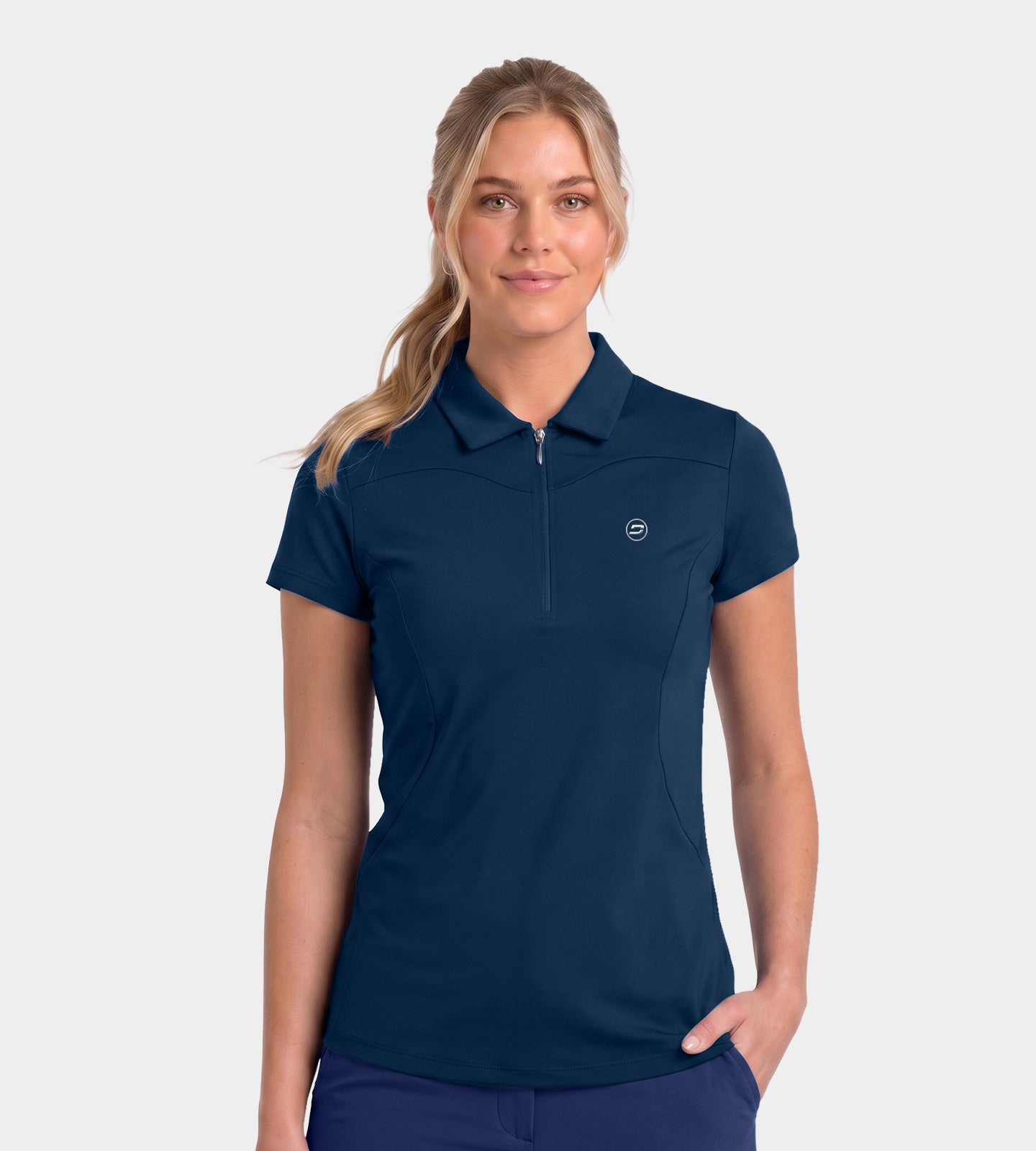 LADIES HEART ZIP POLO - MARINE
