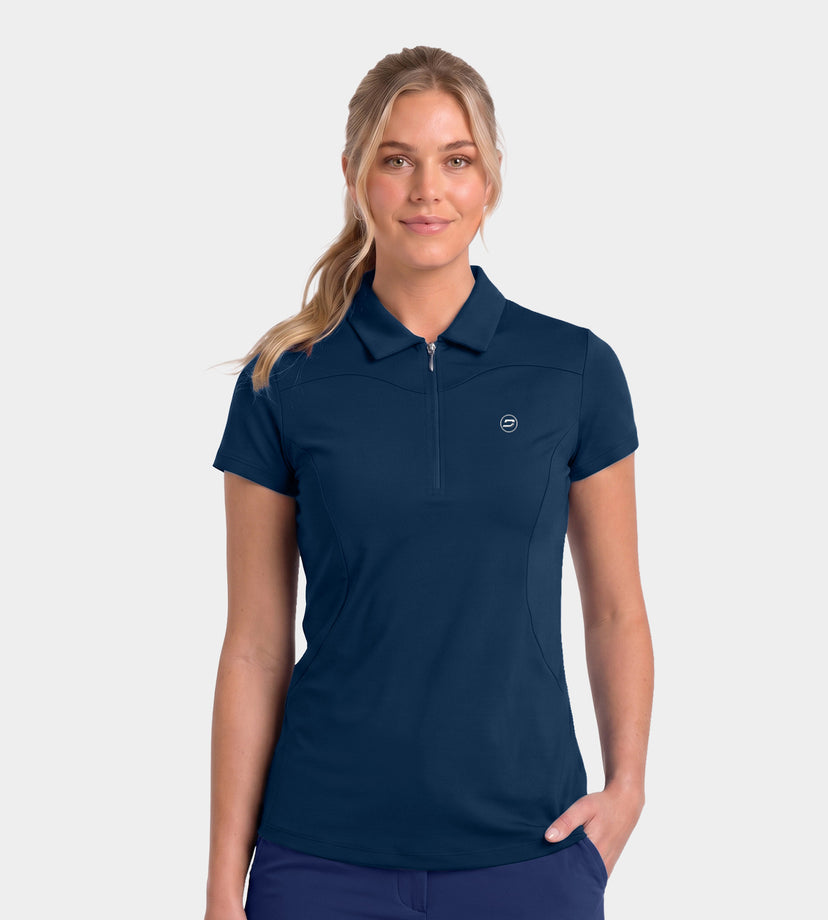 LADIES HEART ZIP POLO - MARINO