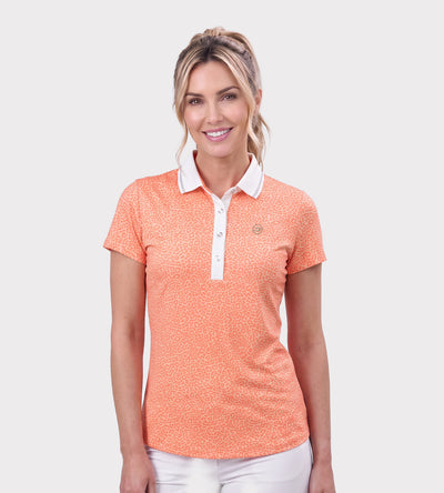 LADIES LEOPARD POLO - CORAIL