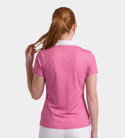 LADIES LEOPARD POLO - ROSE