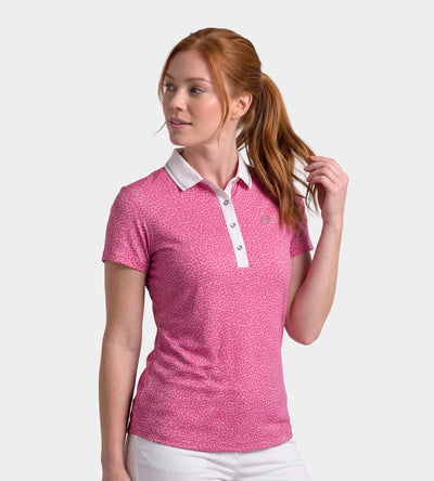LADIES LEOPARD POLO - ROSE
