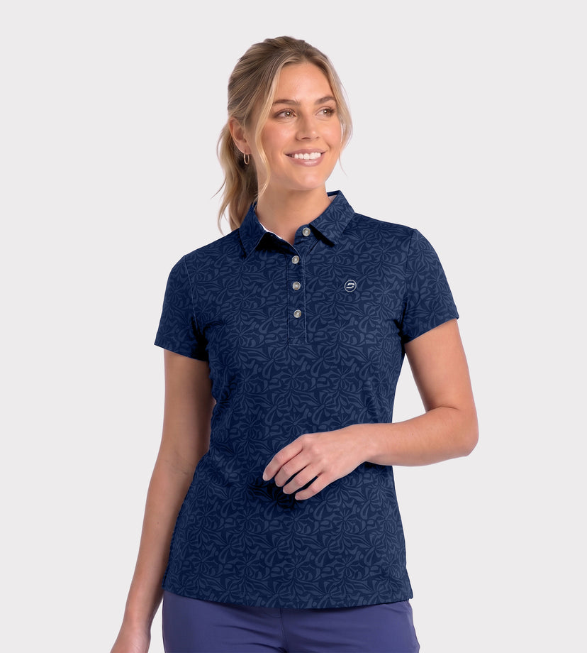 LADIES OMBRE POLO - NAVY