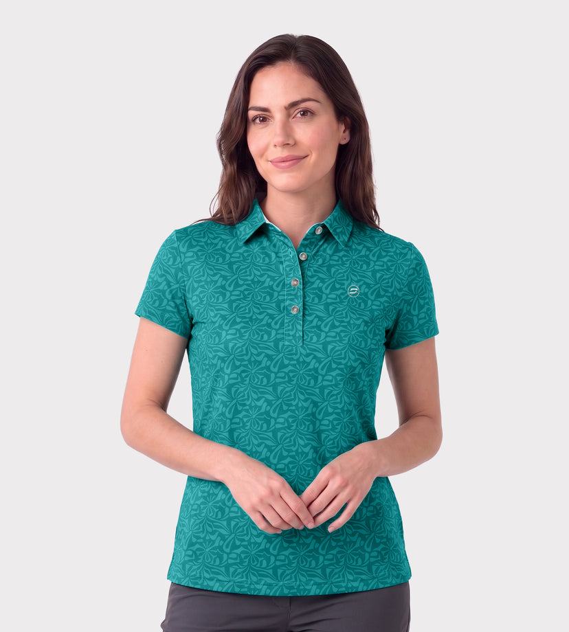 LADIES OMBRE POLO - TEAL