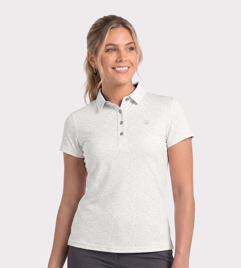LADIES OMBRE POLO - WHITE