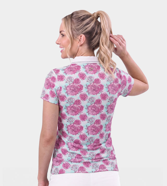LADIES ROSES POLO - VERDE AZULADO