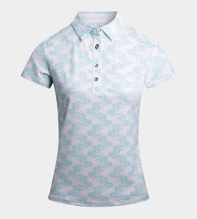 LADIES ABSTRACT EMOTIVE POLO - BLANC