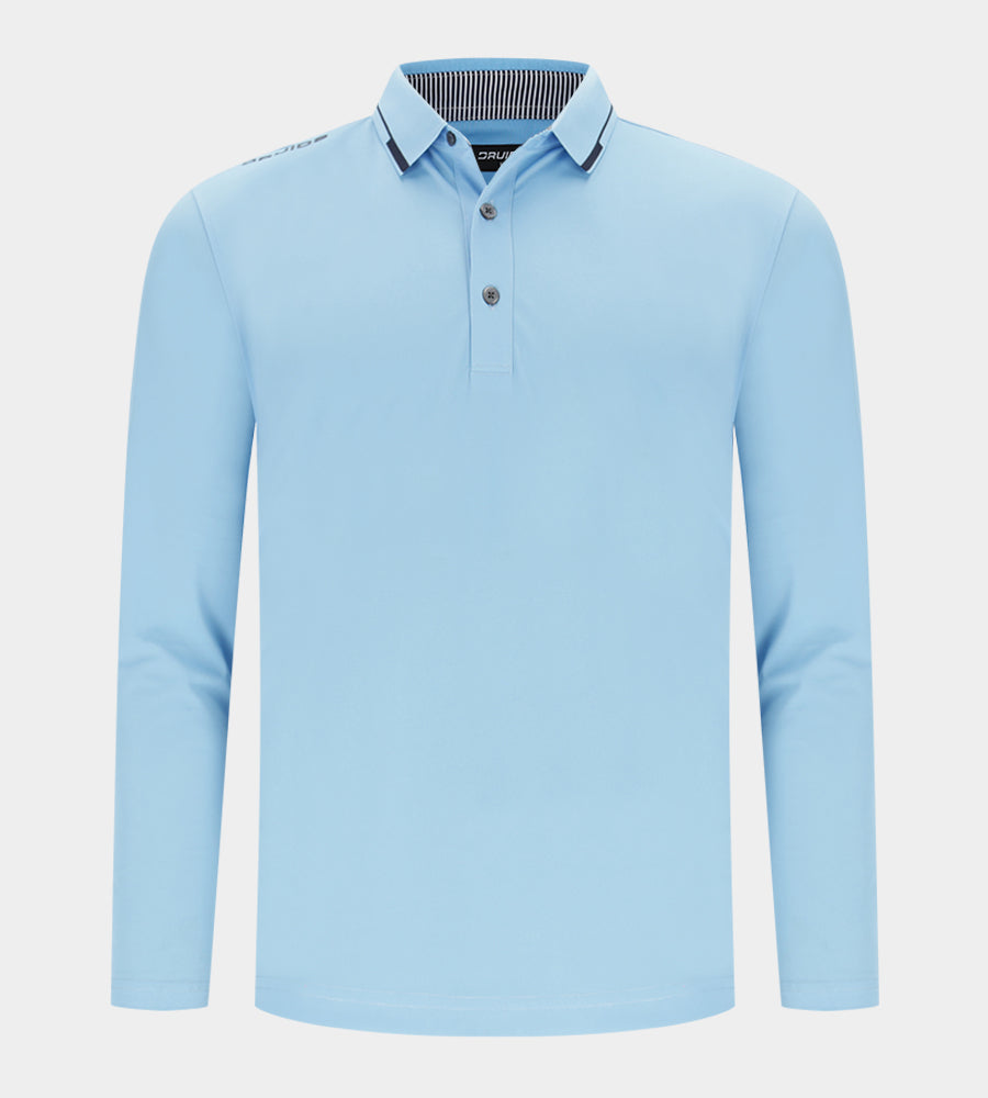 LEADER LONG SLEEVE POLO - BLUE/NAVY