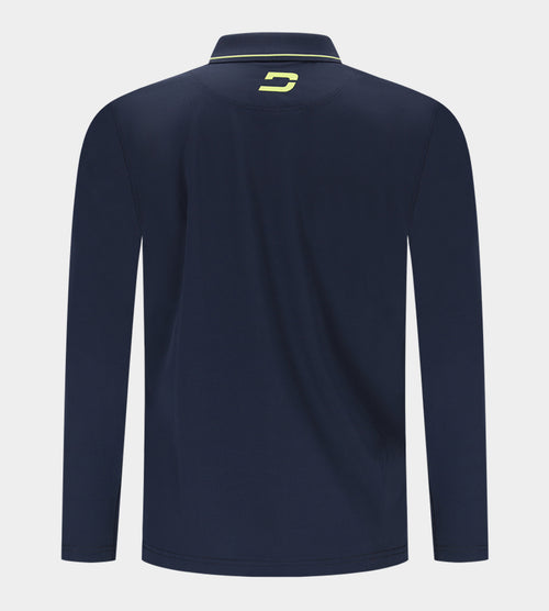 LEADER LONG SLEEVE POLO NAVY/LIME Golf Polo Shirts Druids