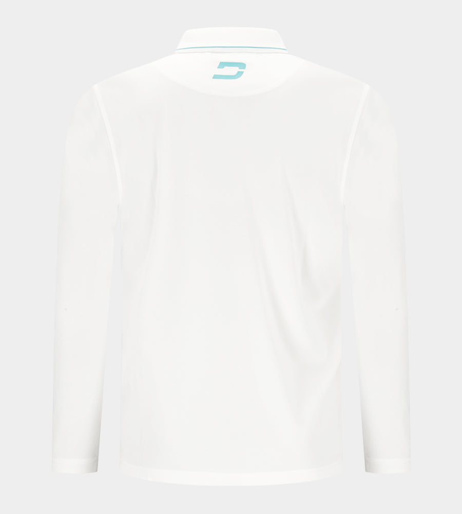 LEADER LONG SLEEVE POLO - WHITE/TEAL