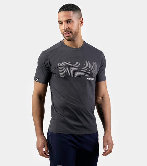 Men's Run Sports T-Shirt In Grey | Crew Neck Tee | Druids