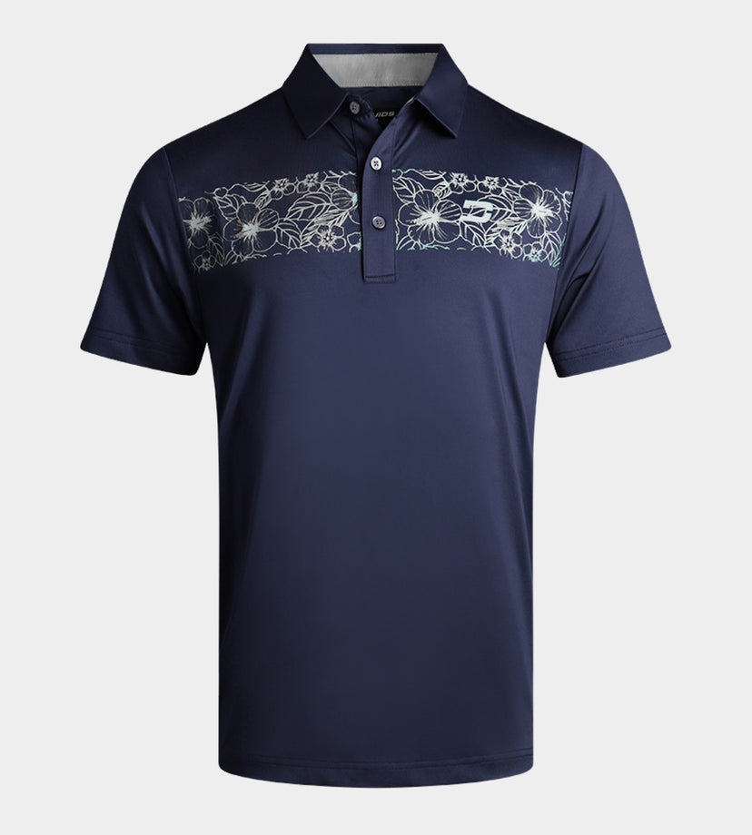 FLORAL PANEL POLO - NAVY