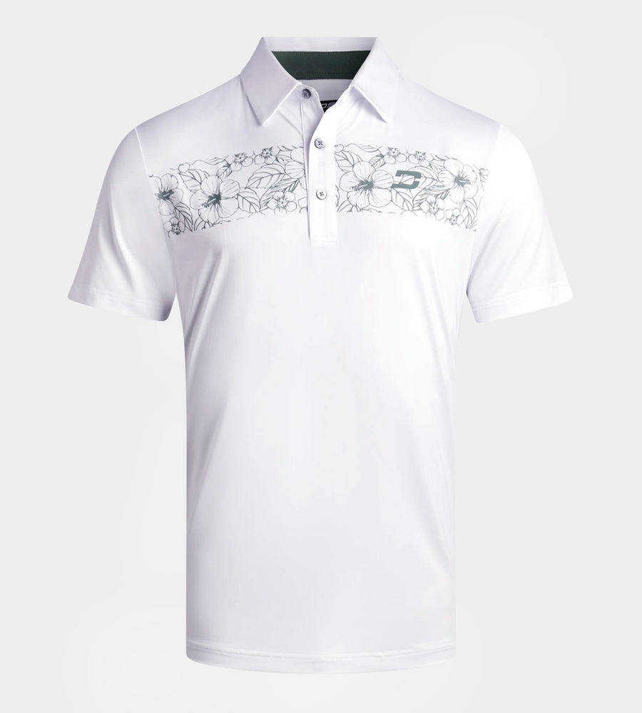 FLORAL PANEL POLO - WHITE