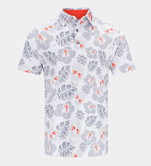 PINEAPPLE SKULL POLO - WEISS / ROT