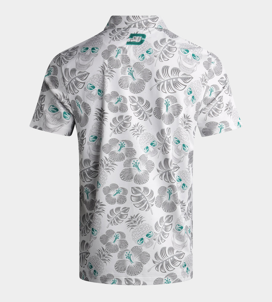 PINEAPPLE SKULLZ POLO - WHITE / TEAL