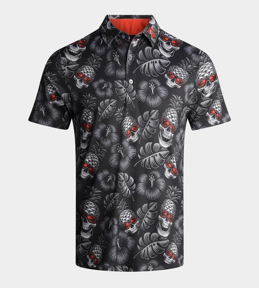 PINEAPPLE SKULL POLO - BLK/ ORANJE