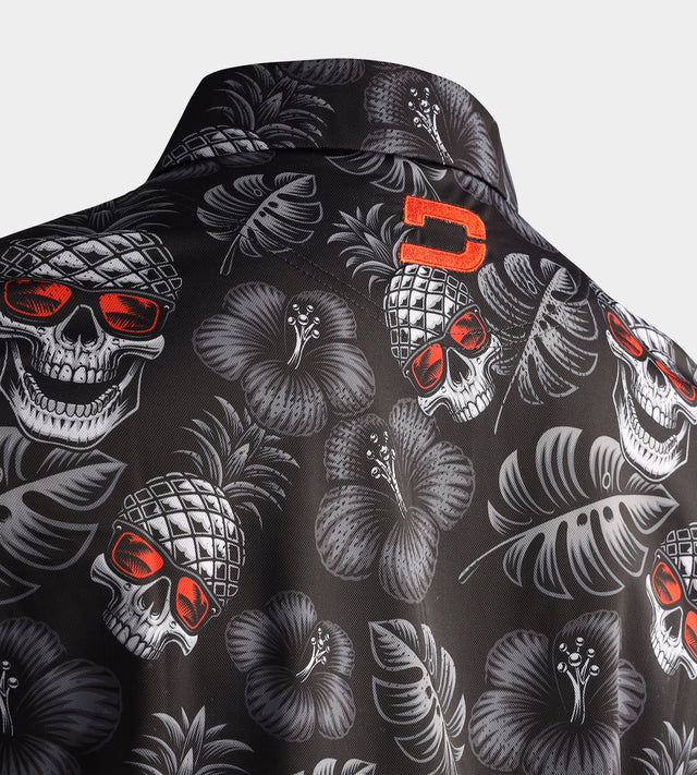 PINEAPPLE SKULL POLO - BLK/ NARANJA