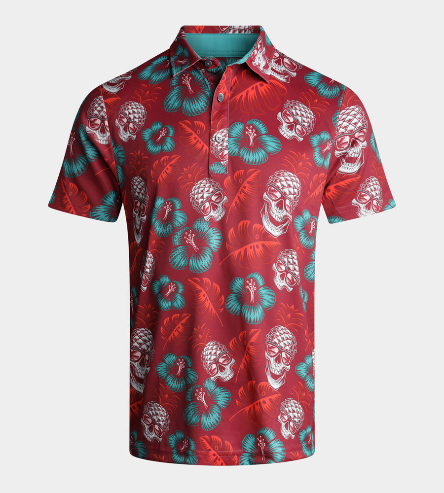 PINEAPPLE SKULLZ POLO - RED