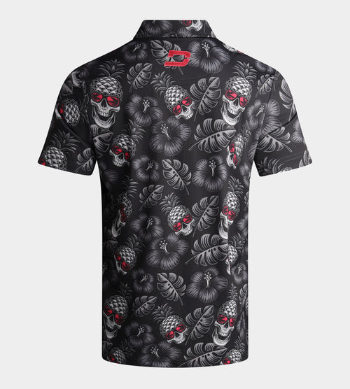 Pineapple Skullz Polo In Black/Pink | Men's Golf Tops | Druids