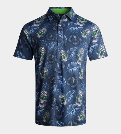 PINEAPPLE SKULL POLO - BLEU MARINE / CITRON VERT
