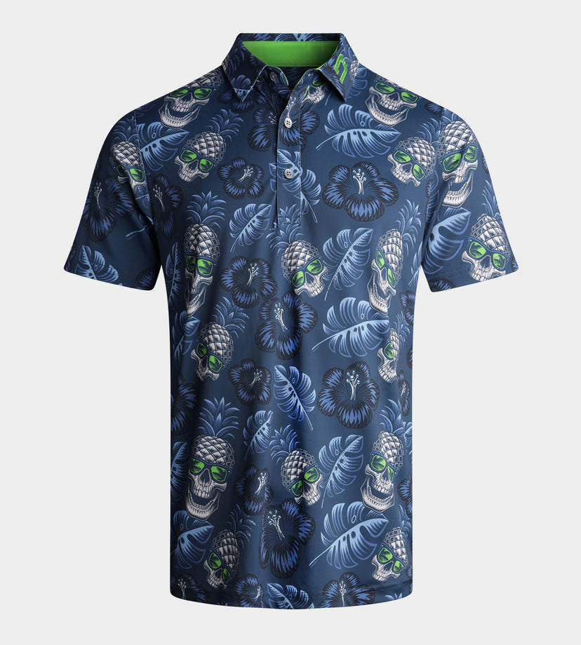 PINEAPPLE SKULL POLO - MARINEBLAUW / LIMOEN