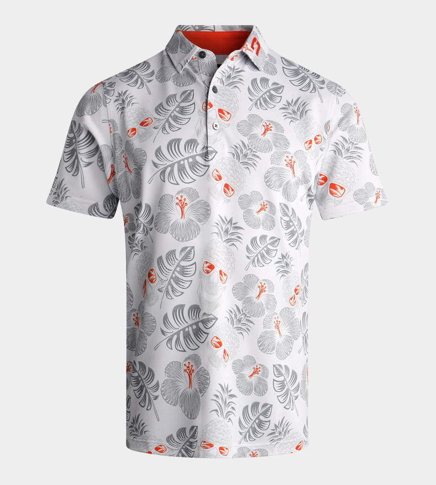 PINEAPPLE SKULLZ POLO - WHITE / ORANGE