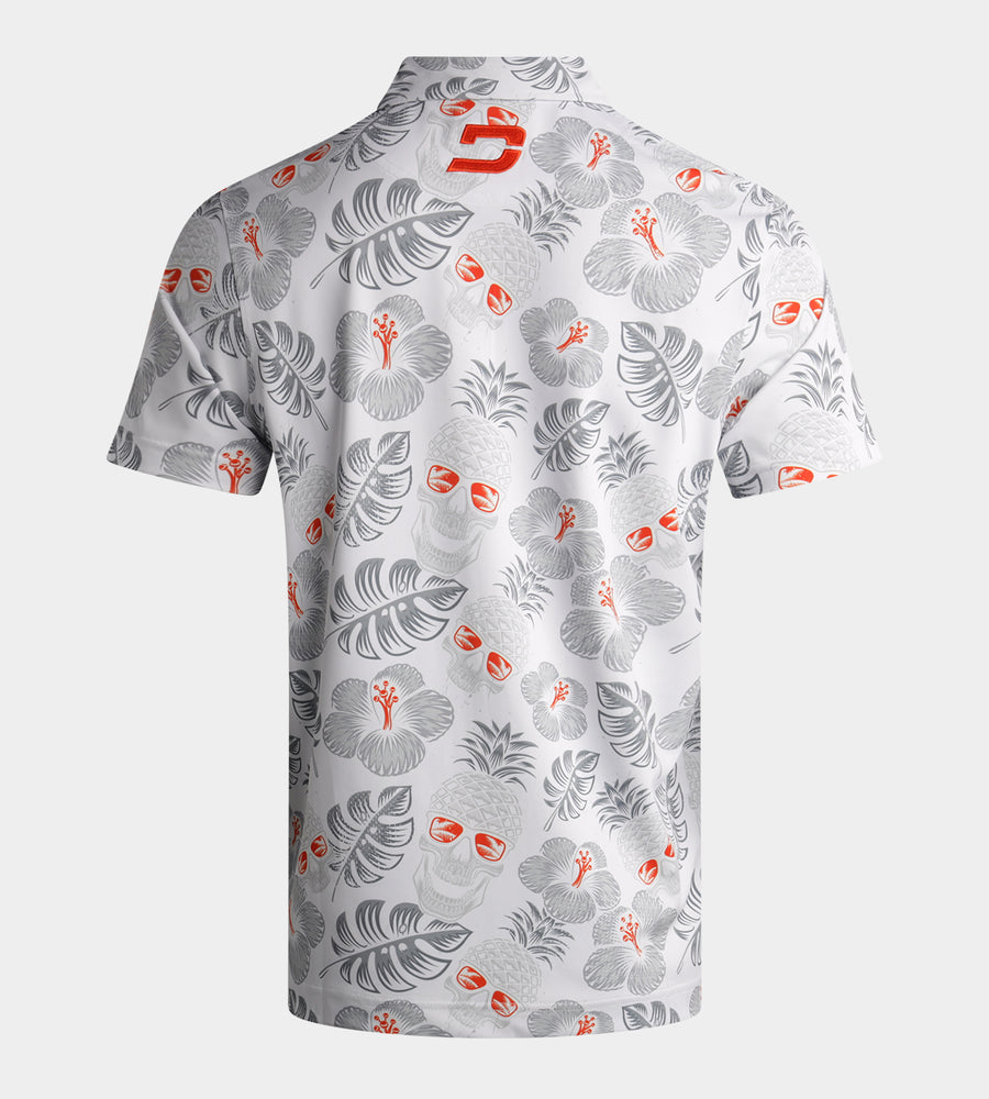 PINEAPPLE SKULLZ POLO - WHITE / ORANGE