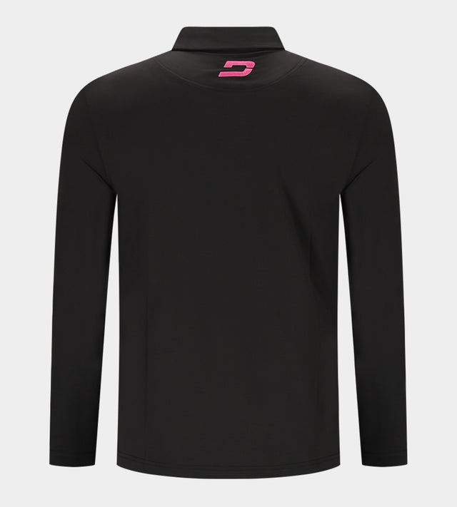 STRIPE PERFORMANCE LONG SLEEVE POLO - BLACK