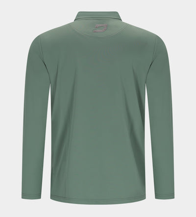 STRIPE PERFORMANCE LONG SLEEVE POLO - SAGE
